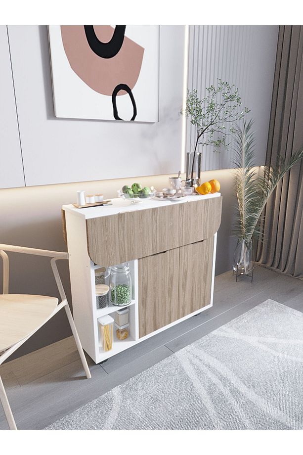 Katlanabilir Yemek Ve Mutfak Masası Tekerlekli Oval Flexi - 3