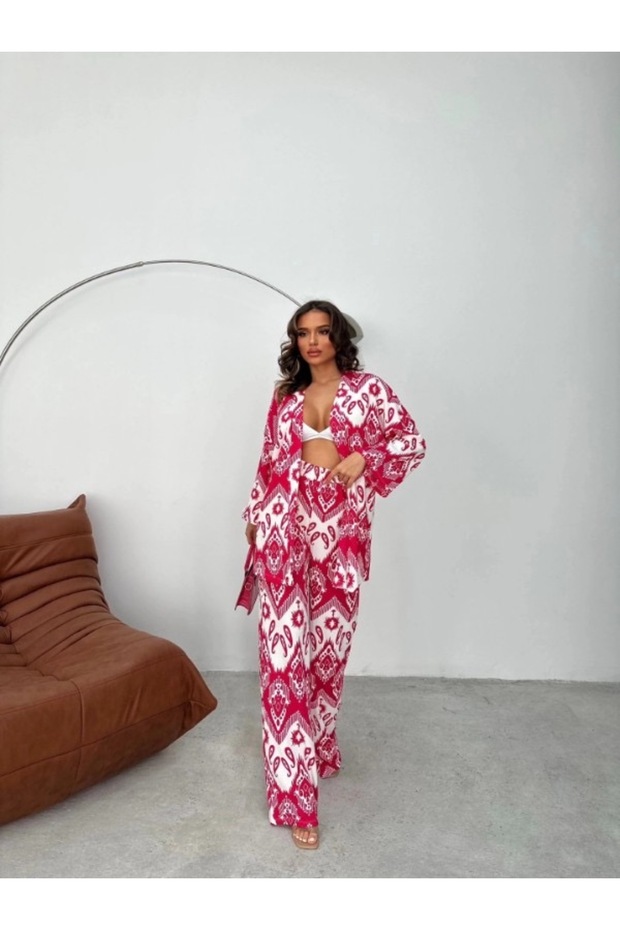 Women's Twill Fabric Kimona Double Set