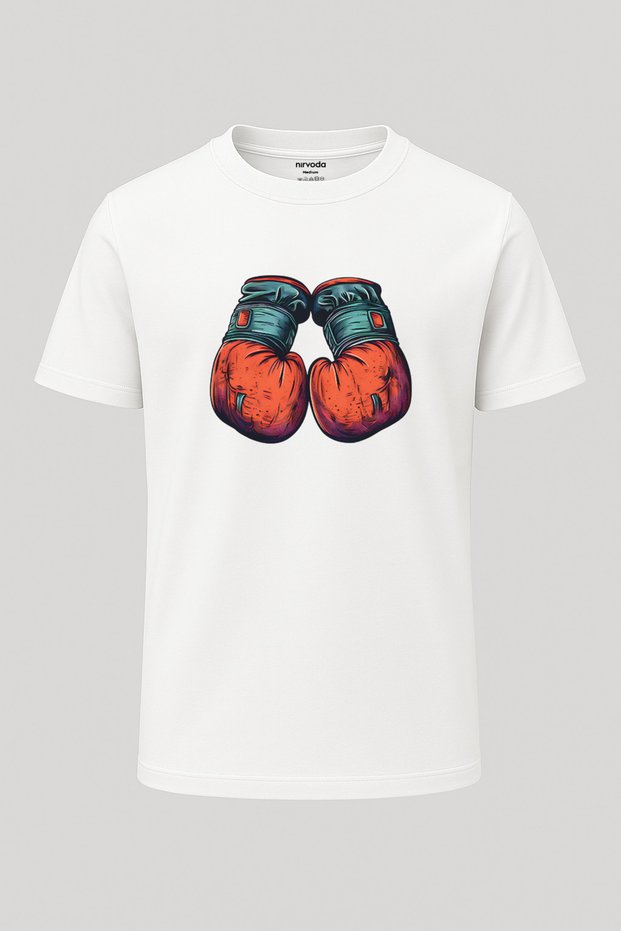 Boxing Gloves Printed Loose Fit Crew Neck Unisex T-Shirt
