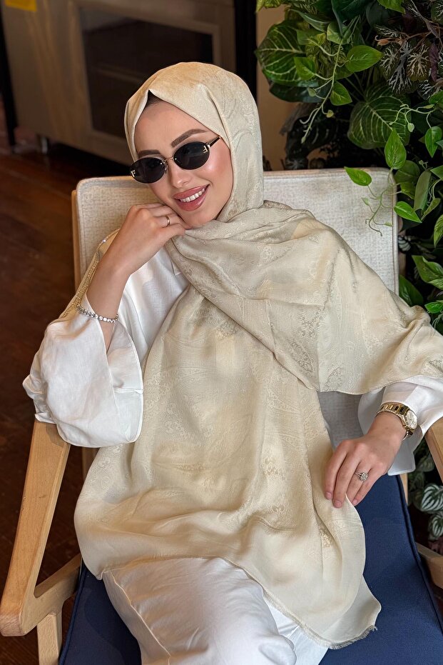 İpek Şal 04372 Krem - 1