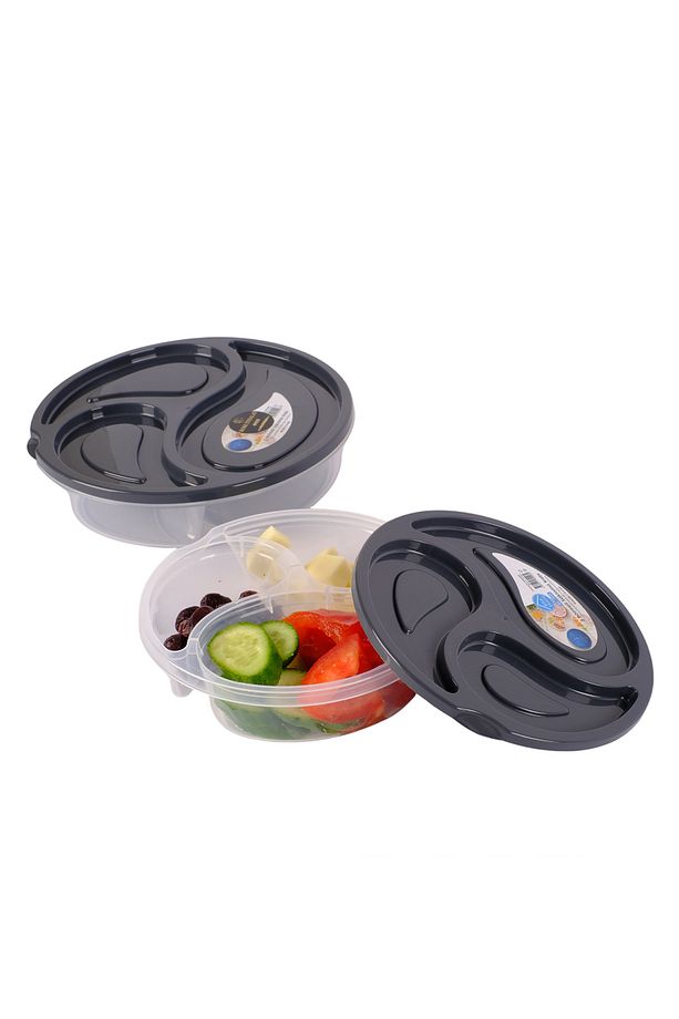 3 Bölmeli Yuvarlak Saklama Kutusu, Bozdolabı Saklama Kutusu, Plastik Saklama Kutusu - 5