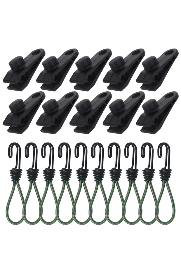 green 20 PCS Camping Tarp Clips Elastic Rope Clamp Canvas Heavy Duty Lock Grip Tent Clips Bungee Cor