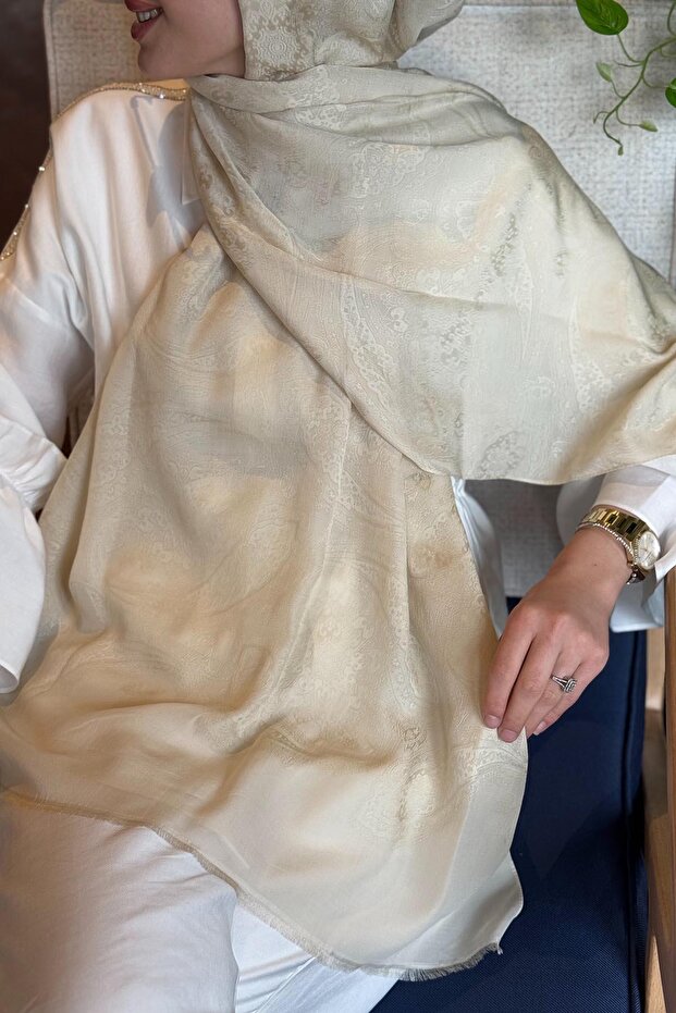 İpek Şal 04372 Krem - 2