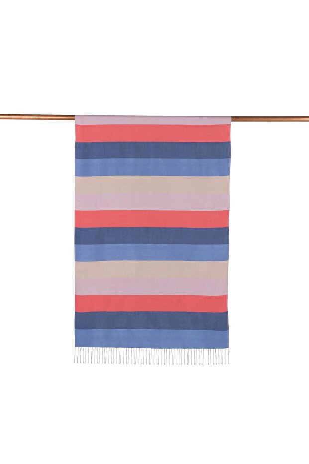 Block Patterned Silk Shawl 04030-Model 52 - 3