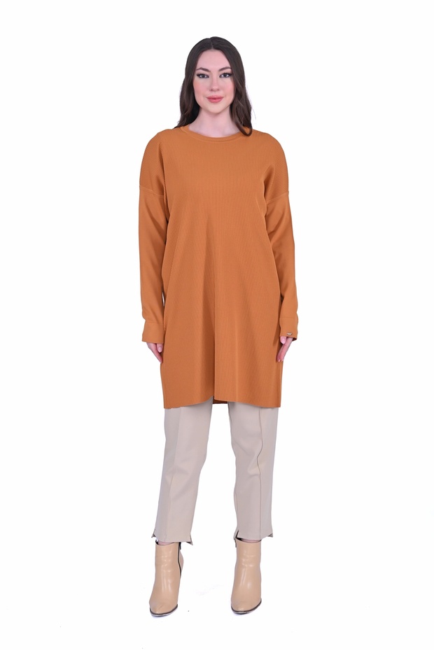 İNVEE 7014 Triko Tunik - Taba - 1