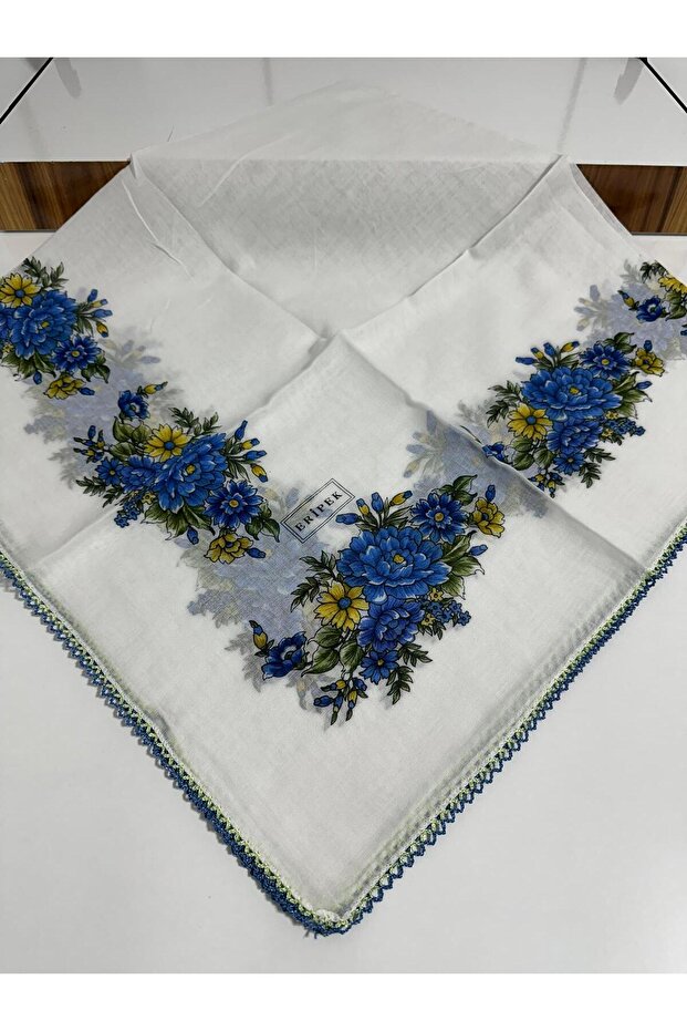 Embroidered Cotton Cheesecloth- 05091 95 X 95 White - Blue 08