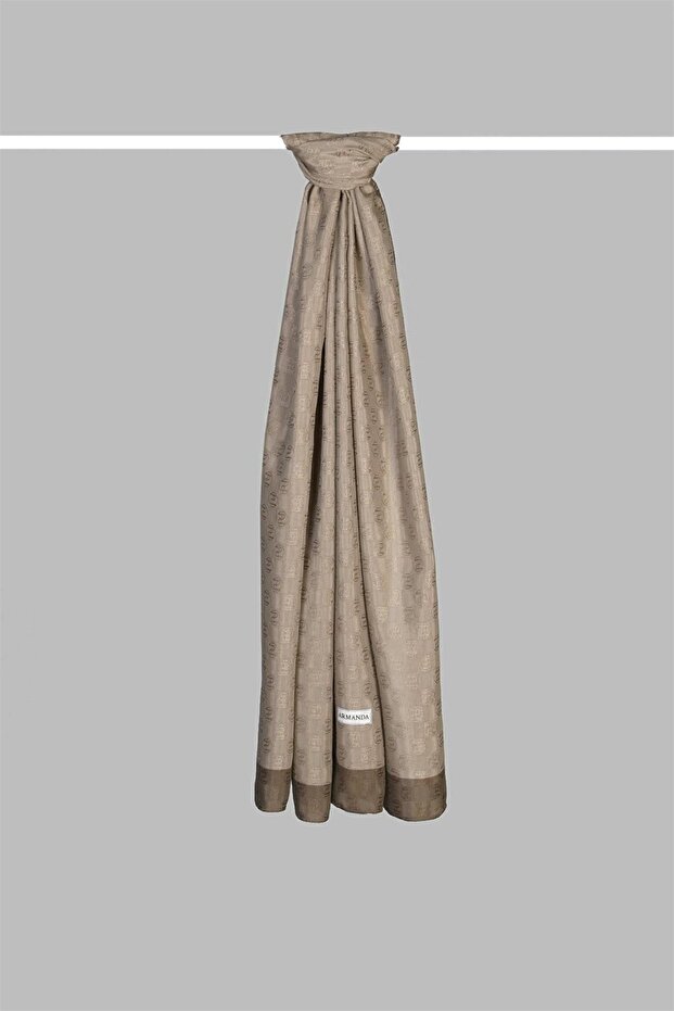 شال منقوش بنمط مونوغرام للسيدات 3041-مينك - 2