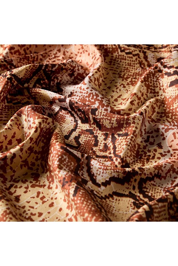 Piton Patterned Silk Shawl 06133-Red Copper - 3