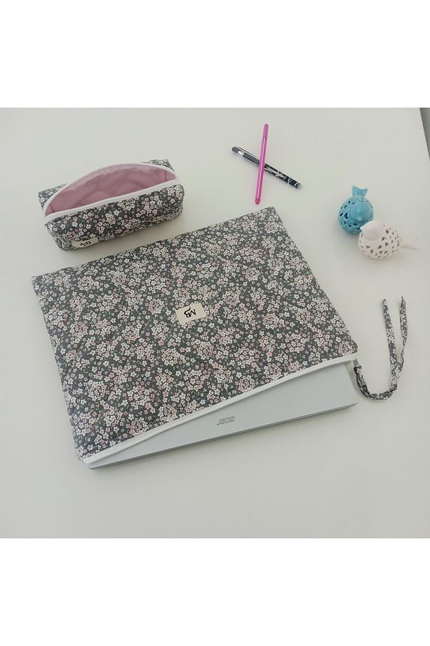 Yaz Çiçekleri Laptop-kalem çantası 2'li set 10-11-12 inç - 3