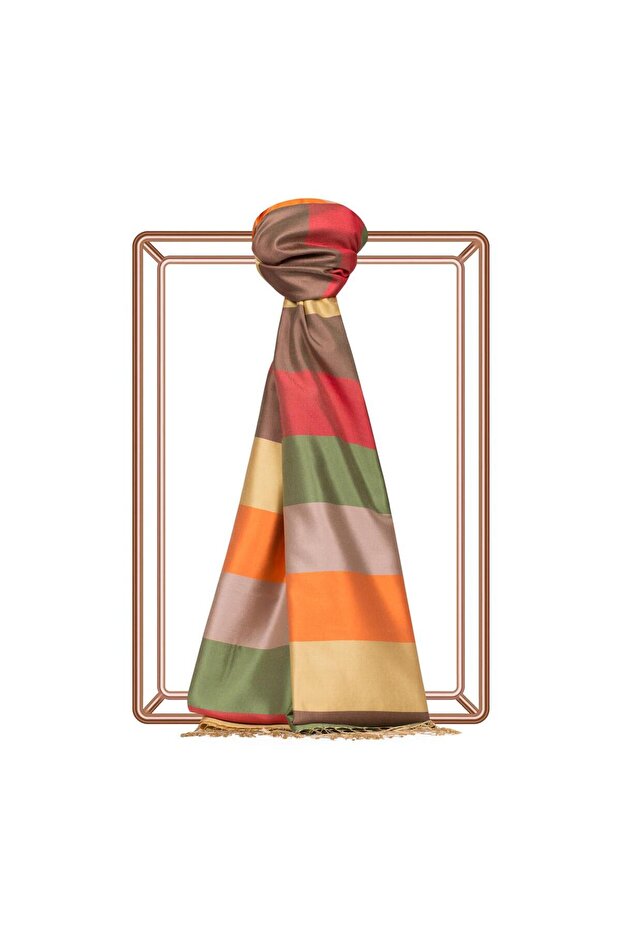 شال حرير منقوش بلوك 04030-موديل 05 - 1