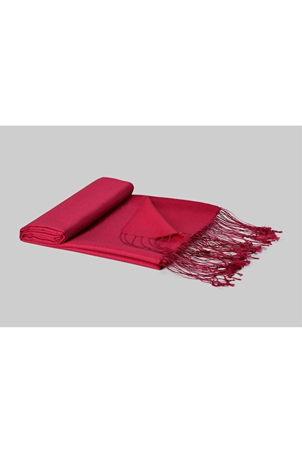 Double Sided Solid Color Silk Shawl 3011-Red - 1