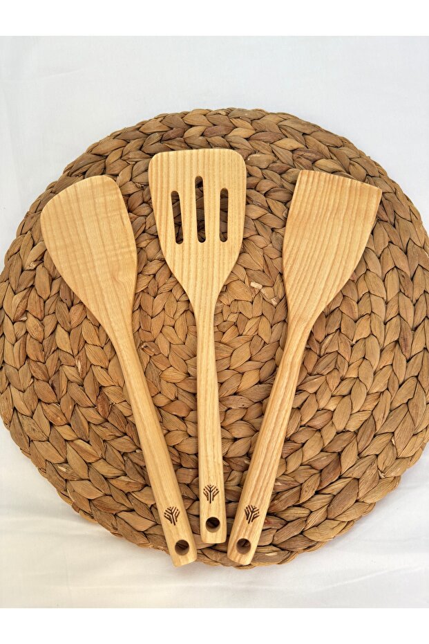 3 Pieces Premium Spatula Wooden Spoon Spatula Kitchen Seti