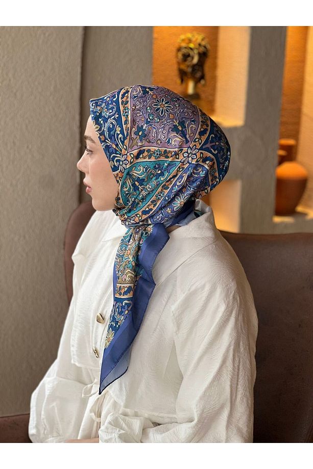 Çiçek Yolu Desen Pamuk Eşarp - 2