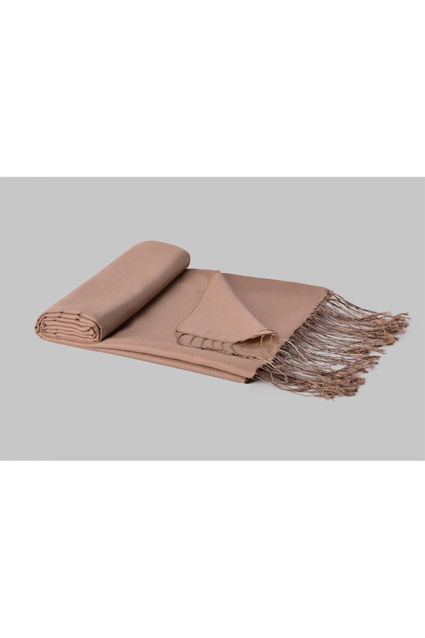 Double Sided Solid Color Silk Shawl 3011-Camel - 1