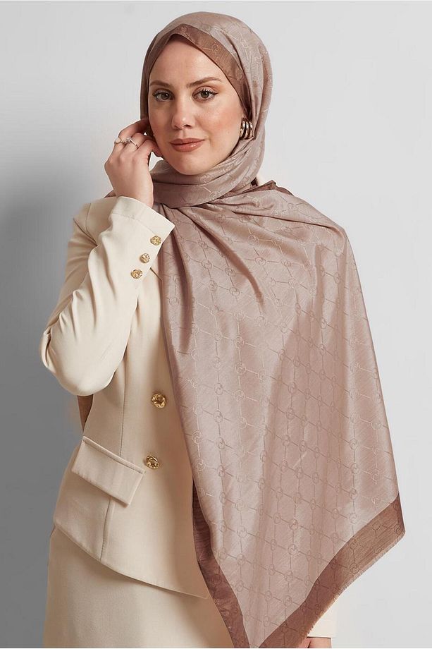 ALVİNA JAKARLI MONOGRAM ŞAL 8542 - 1