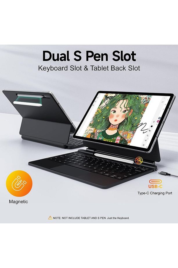 Samsung Galaxy Tab S9 Fe Plus 12.4" Uyumlu Magic Keyboard Touchpad Rgb Işıklı Klavyeli Kılıf Sm-x610 - 5