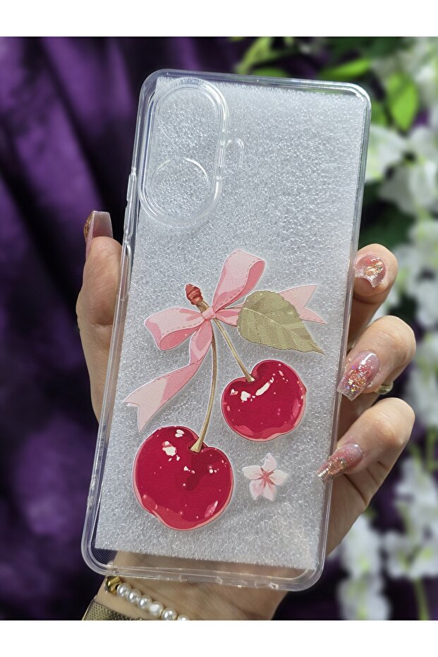 غلاف هاتف شفاف من السيليكون المتوافق مع نمط الكرز لهاتف Realme C55 - 3