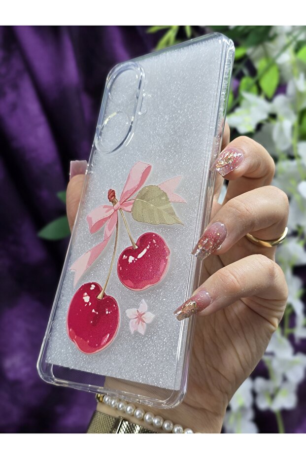غلاف هاتف شفاف من السيليكون المتوافق مع نمط الكرز لهاتف Realme C55 - 4