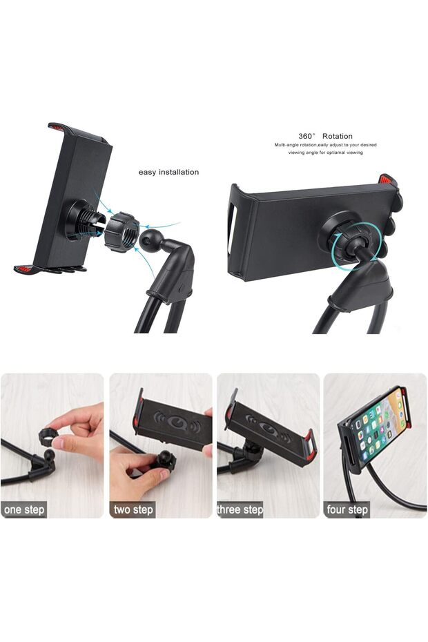 Lazy Hanging on Neck Phone Holder ,Smart Multiple Functions Mobile Phone Mount Stand(Black) - 3