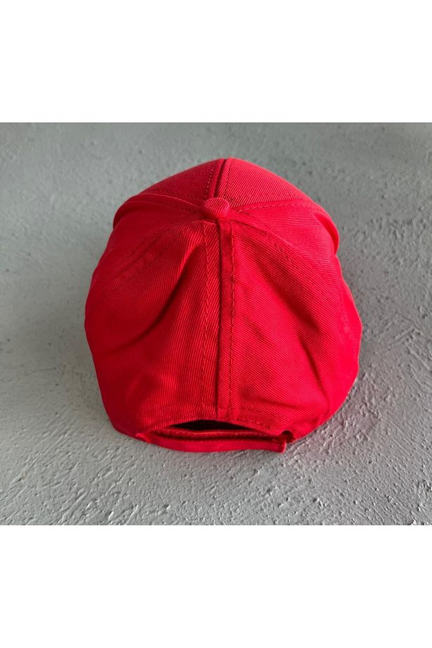 Şapka Beyzbol Kep Düz Şapka Unisex Model Arkadan Ayarlanabilir Cırtlı Kırmızı - 4