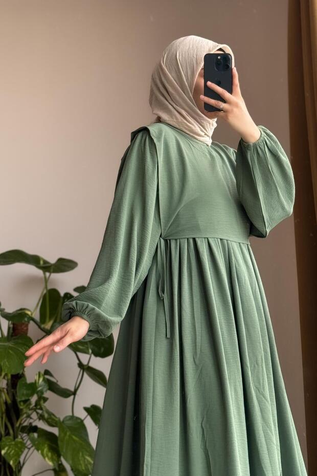 Yelekli Elbise - Mint yeşili - 2