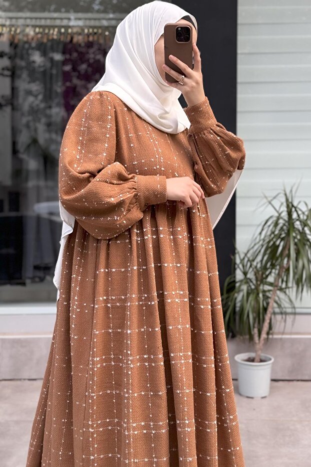 Şanel Kışlık Elbise- Camel - 2