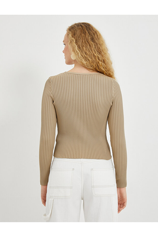 Ribbed Cardigan V-Neck Buttoned - 4