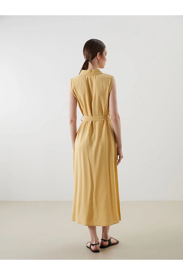 LCWAIKIKI Classic Sari Regular Fit Gömlek Elbise - 4