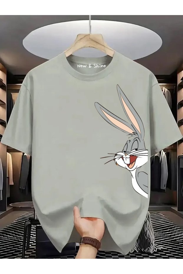 1 T-Shirt Is a Gift for Purchases of 6 or More in the Cart - Bugs Bunny Printed Large Size Oversize T-Shirt