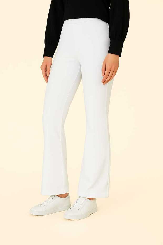 Women's Flared Leg Scuba Crepe Fabric Trousers