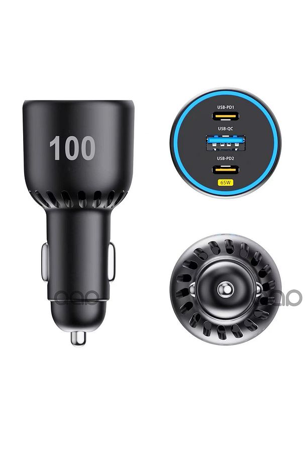 65 Watt Type-C + USB-A Araç Şarj Aleti iPhone & Android & Notebook Araç içi Şarj Cihazı Total 100W - 4