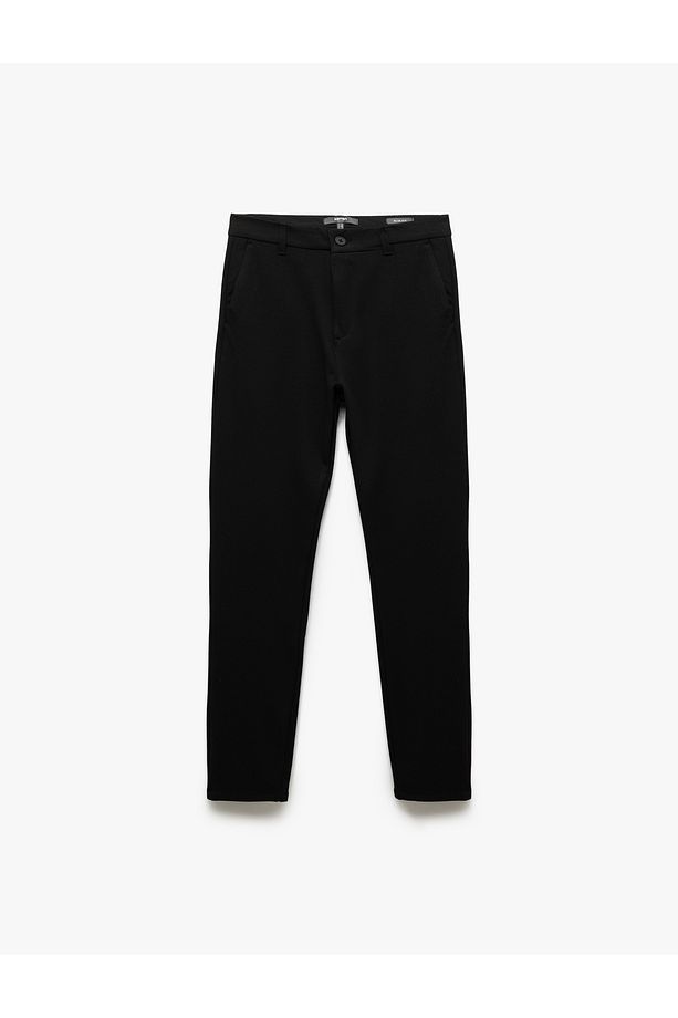 Normal Bel Cep Detaylı Slim Fit Chino Pantolon - 5
