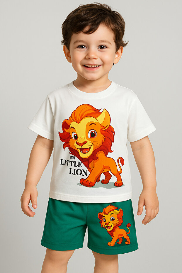 Summer Girl's Teddy Bear Printed Top and Bottom Set