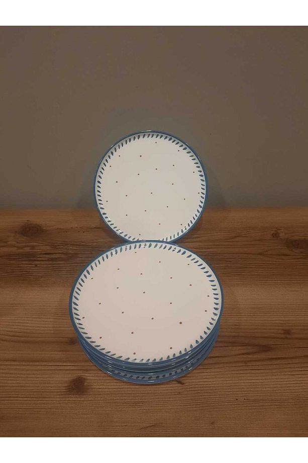KERAMİKA 22 CM PASTA TABAĞI 6 ADET NORDIC PARLAK - 1