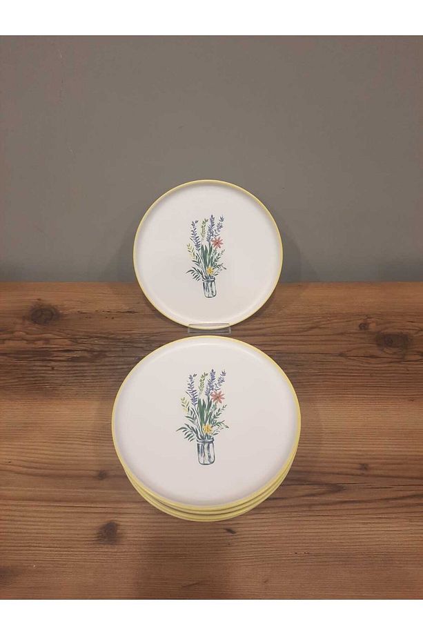 KERAMİKA 22 cm PASTA TABAĞI 6 ADET NORDİC MAT ÇİÇEKLİ - 2