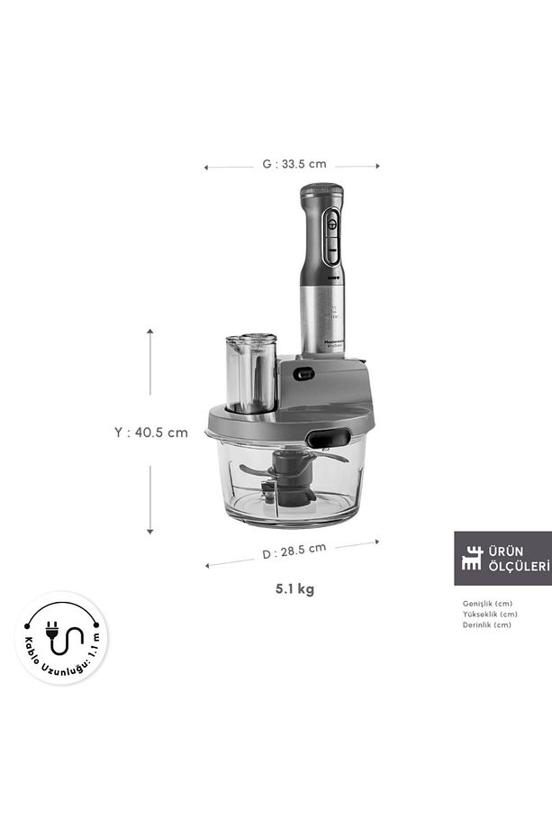 PRO 2500W Turbo fonksiyon-4 Adet Çelik Bıçak Rendeleme, Dilimleme Ve Doğrayıcı Mutfak Robotu - 6