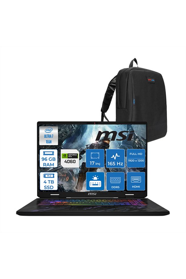 Pulse 17 Ultra 7 155H 96GB 4tb SSD 4060/140W 17" IPS Wuxga 165Hz WIN11PRO C1083XTRP30+Zettaçanta - 1