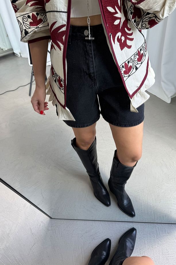 Geniş Kalıp Basic Denim Şort - 3