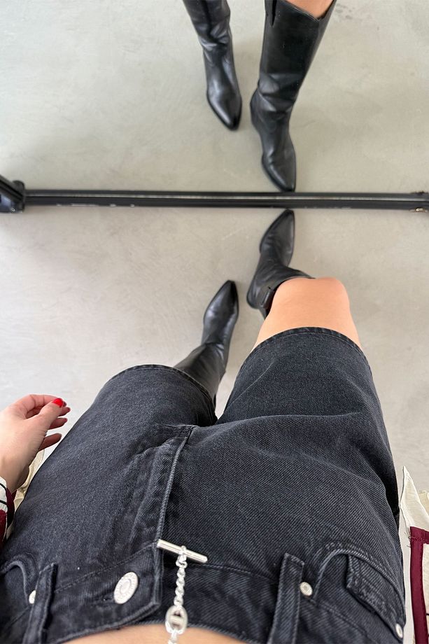 Geniş Kalıp Basic Denim Şort - 4