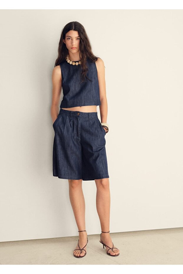 Rinse wash denim crop bluz - 2