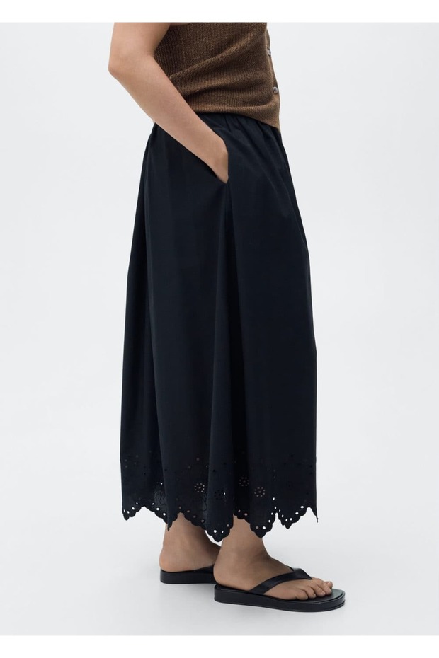 Kenarı işlemeli pamuklu etek - 5
