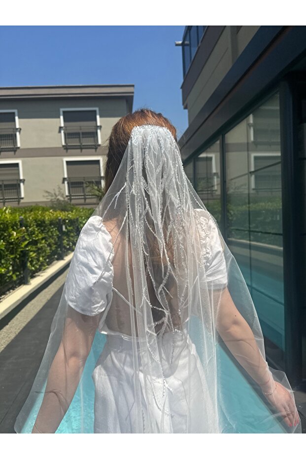 Platin dantelli duvak - 1