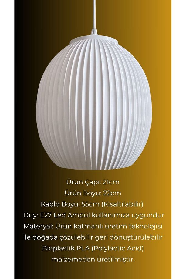 Nina Beyaz Avize Yatak Odası, Mutfak, Oturma Odası Tasarım Tekli Sarkıt Avize (PLASTİK) E27 - 5
