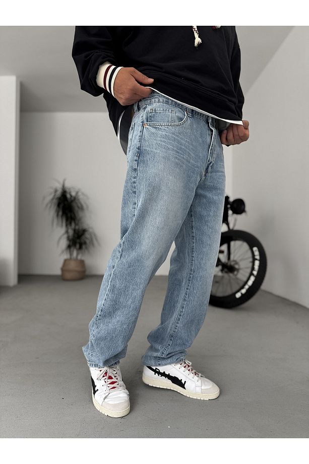 Açık Mavi Yıkamalı Baggy Pantolon GJ-16668/16713 - 8
