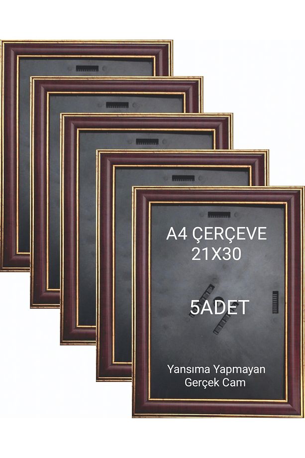 5ADET A4 Çerçeve 21x30 Diploma-Sertifika Çerçevesi Masa Üstü Ayaklı-Yatay yada Dikey Asılabilir - 1