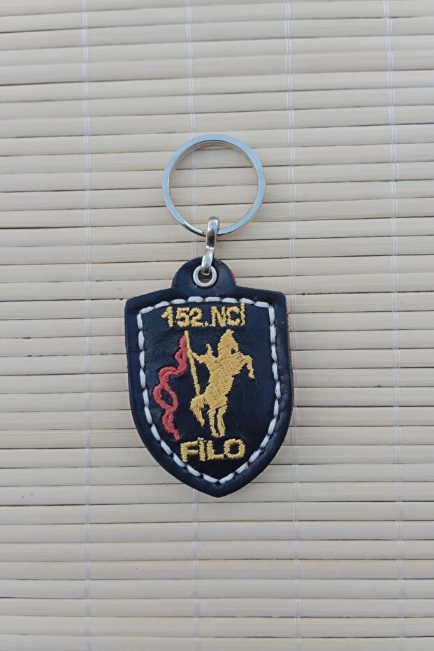 Black Color 152. Filo Ayyildiz Genuine Leather Gift Keychain