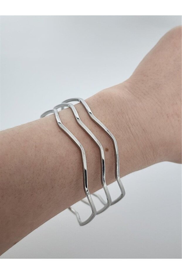 Dalgalı Ajda 3'lü Silver Bilezik - 3