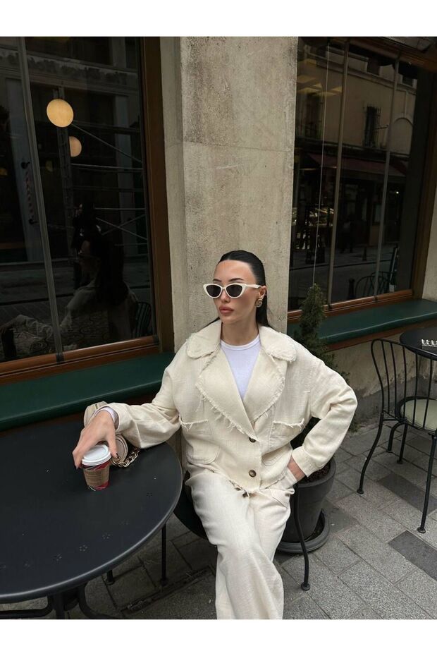 مجموعة تصميم كريم الكتان الخام - 1