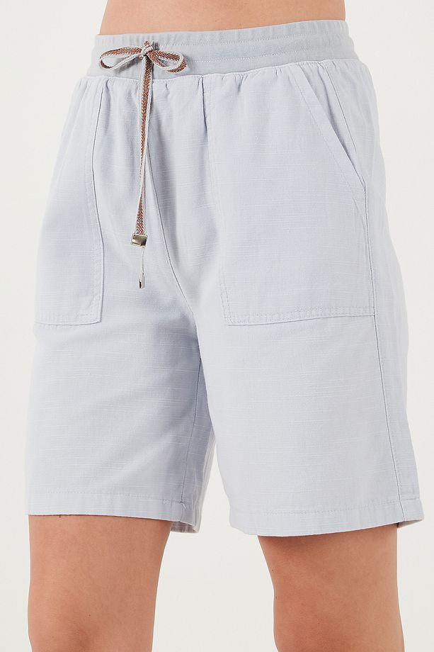 Pamuklu Relaxed Fit Yüksek Bel Cepli Mini Şort ŞORT 668YP5384 - 7