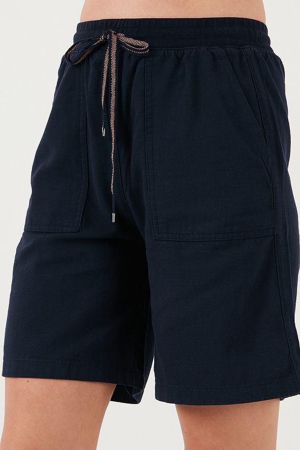Pamuklu Relaxed Fit Yüksek Bel Cepli Mini Şort ŞORT 668YP5384 - 6